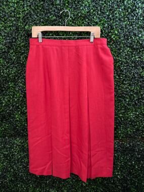 VTG Lucia, Red Front Pleated Skirt, Women’s Size 14 Made in the USA
